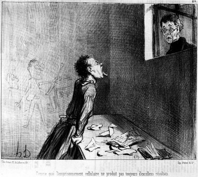 How Solitary Confinement Does Not Always Produce Excellent Results (Series of Cartoons by Honore Daumier, Charivari) by Honoré Daumier