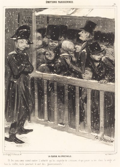 The Queue at the Show by Honoré Daumier