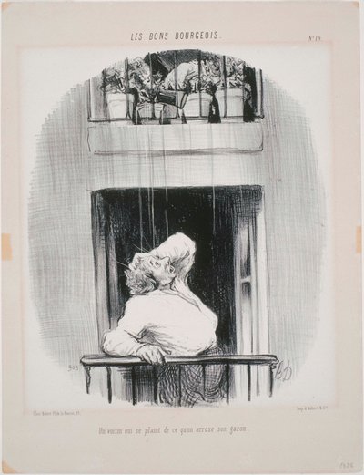 The Good Bourgeois: A Neighbor Complaining About Watering by Honoré Daumier