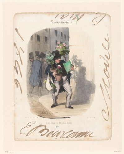 Man Bringing Plants for His Wife (Good Citizens) by Honoré Daumier