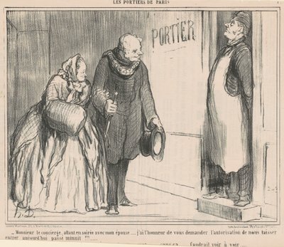 Mr. Concierge, going to the evening by Honoré Daumier