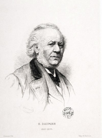 Portrait of Honore Daumier (1808-1879), French engraver, painter and sculptor. Massard engraving. Arbaud Museum. by Honoré Daumier
