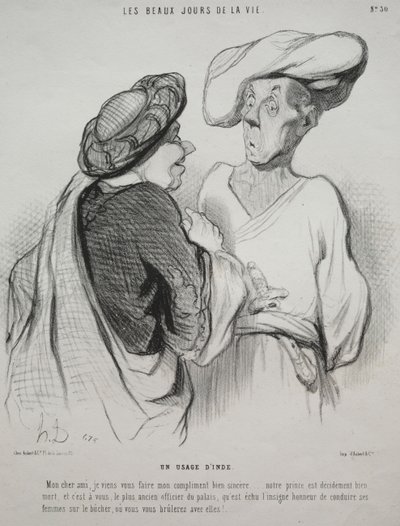 The Beautiful Days of Life, plate 30: An Indian Custom by Honoré Daumier