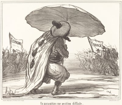 A Parasol in a Difficult Position by Honoré Daumier