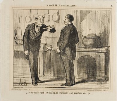 "- I actually thought a crocodile soup would taste better than that," plate 7 from La Société D