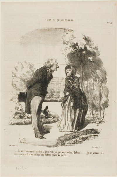 I am sorry that I did not recognize you right away. I could not distinguish you from all the other roses!, plate 55 from Tout Ce Qu