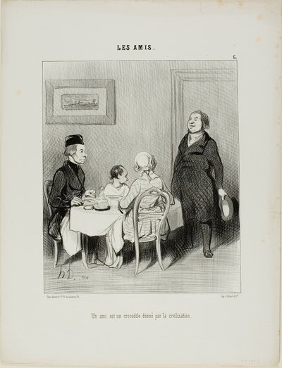 A friend is a crocodile produced by civilization, plate 6 from The Friends by Honoré Victorin Daumier