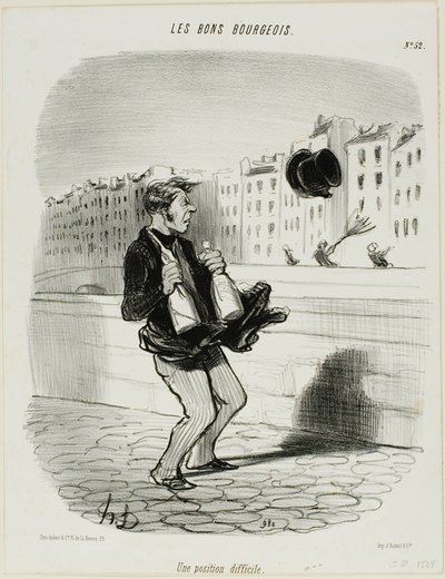An Awkward Situation, plate 52 from Les Bons Bourgeois by Honoré Victorin Daumier