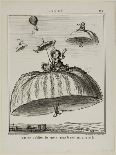 Another way to make use of the new petticoats that have lately become fashionable, plate 294 from Actualités by Honoré Victorin Daumier