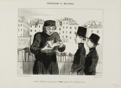 Clean Young High School Students, They Even Try Selling Off their Latin Dictionary, plate 24 from Professors and Rascals by Honoré Victorin Daumier