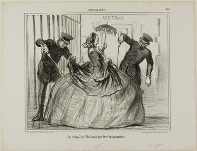 Crinolines are suddenly getting to be suspicious, plate 419 from Actualités by Honoré Victorin Daumier