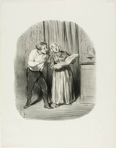 Disadvantage of Marrying a Woman with a So-Called Artistic Talent, Plate 77 from The Good Bourgeois by Honoré Victorin Daumier