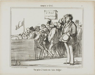 Entrance to the Public Baths at Deligny, Plate 3 from Summer Sketches by Honoré Victorin Daumier