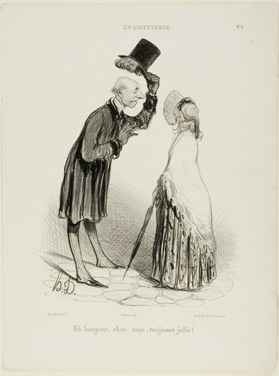 “Hello, Angel, always pretty...,” plate 3 from Coquetterie by Honoré Victorin Daumier