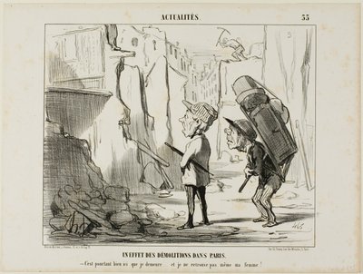 Result of the Demolishing of Buildings in Paris, Plate 55 from Actualités by Honoré Victorin Daumier