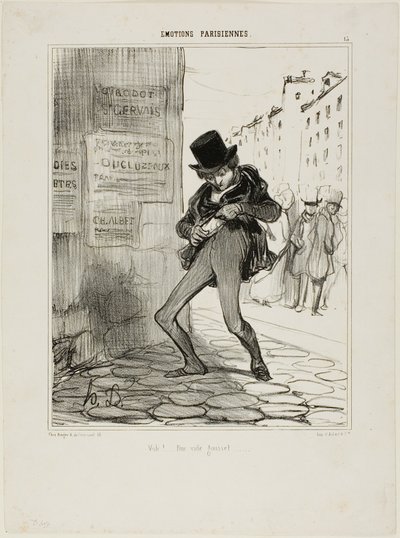 Robbed! Empty-Pocket Street..., plate 13 from Émotions Parisiens by Honoré Victorin Daumier