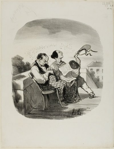 The Advantage of Sharing the Fresh Air on an Italian Terrace Together with a Great Number of Insects, plate 42 from Pastorales by Honoré Victorin Daumier