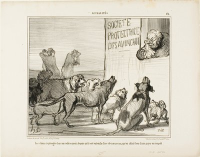 The Dogs are Again Falling in Despair, Plate 171 from Actualités by Honoré Victorin Daumier