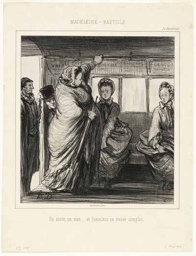The Madeleine-Bastille Bus Line. A trifle, a nothing... and the bus is full by Honoré Victorin Daumier