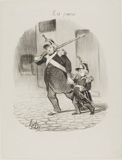 The Day of the Great Parade, Plate 6 from Les Papas by Honoré Victorin Daumier