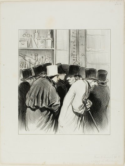 The Thermometer of the Engineer Chevalier, Plate 5 from Paris Winter by Honoré Victorin Daumier