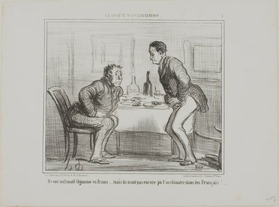 They succeeded in acclimatizing the Indian potato to the French climate, but it is still a problem to acclimatize the French to the Indian potato!, plate 1 from La Société D