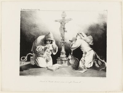 When the Devil Grew Old He Became a Hermit, plate 476 by Honoré Victorin Daumier