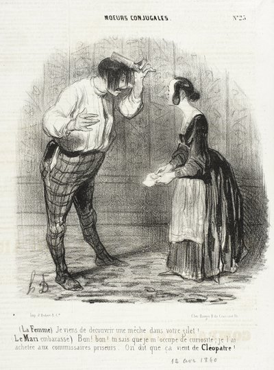 (The Woman) I just discovered a wick in your vest!... by Honoré Daumier