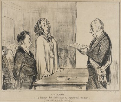 At the Town Hall... by Honoré Daumier