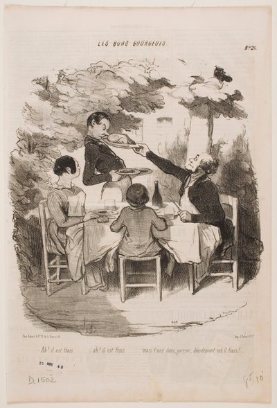 Ah, it’s fresh, it’s fresh!... Smell it yourself, waiter, you say that is fresh?... by Honoré Daumier