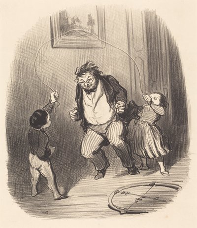 Come on, Dad... again... thirty-two turns!... by Honoré Daumier