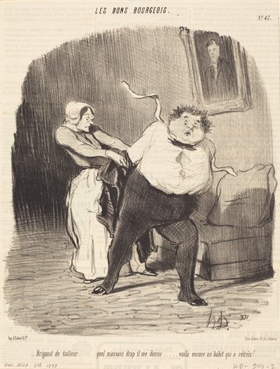 Tailor bandit... another garment... shrunk! by Honoré Daumier