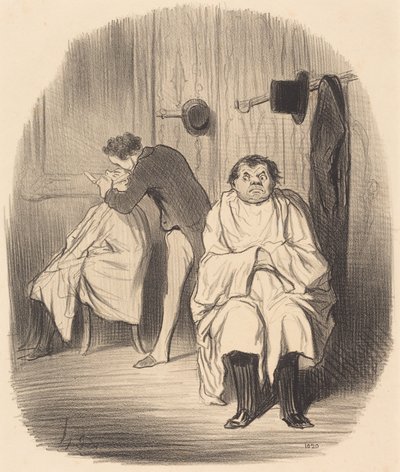 Devil!... it seems that the razor is hardly good... by Honoré Daumier