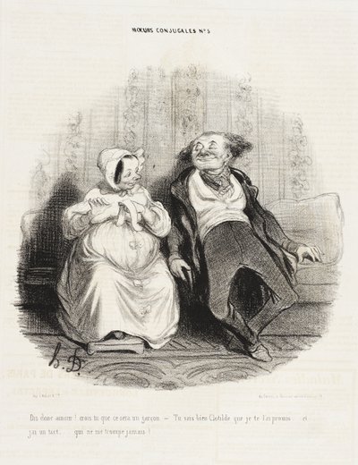 Tell me, my love! Do you think it will be a boy? by Honoré Daumier