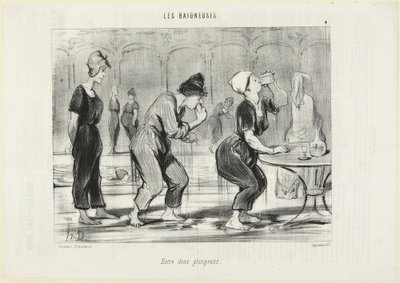Between Two Plunges by Honoré Daumier