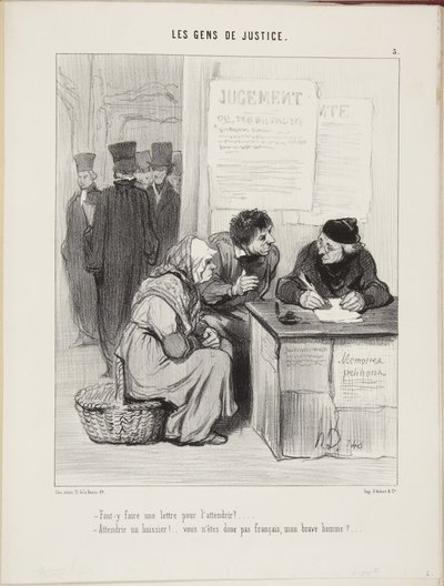 Should We Write a Letter to Soften Him?... Soften a Bailiff!... You Are Not French, My Good Man? by Honoré Daumier