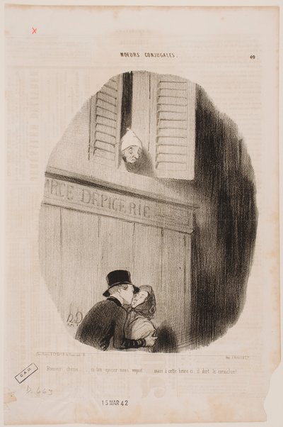 Good night, my darling... if your grocer saw us... by Honoré Daumier