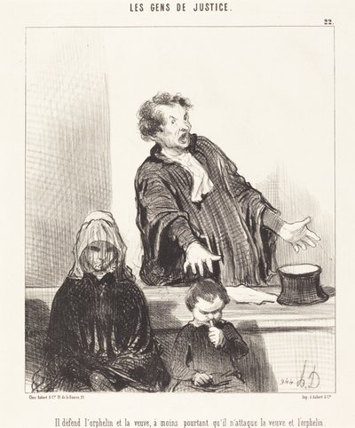 He Defends the Orphan and the Widow, Unless... by Honoré Daumier