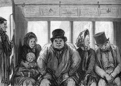 Interior of an omnibus. Drawing by Honore Daumier by Honoré Daumier