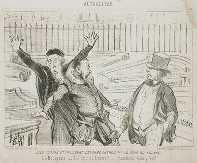 Jean Goujon and Philibert Delorme Searching for the Courtyard of the Louvre by Honoré Daumier