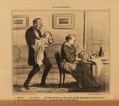 Pottery Mania No. 1: - Adélaïde, my dear, do be careful... by Honoré Daumier