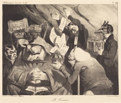 The Temptation, Parody of a Painting by Téniers by Honoré Daumier