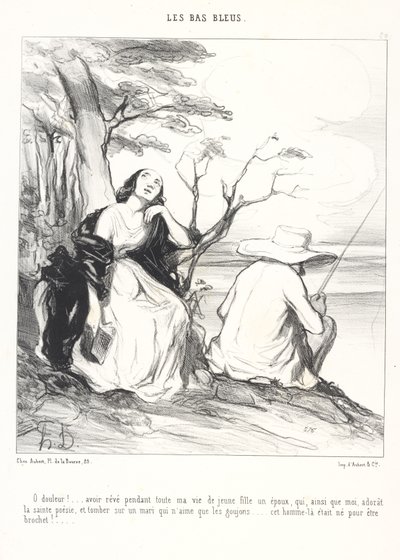 Oh sorrow!...to have dreamed all my life as a young girl, of a husband who, like me, adored holy poetry, and to fall upon a husband who loves only gudgeons...that man was born to be a pike!... by Honoré Daumier
