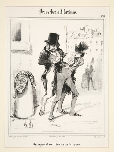 One Reclaims Their Property Where They Find It, Plate 11 from Proverbs and Maxims by Honoré Daumier