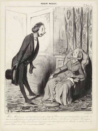 Yes, Madam, I am Entirely Devoted to Our August Prince..., number 2 from the series Robert Macaire from Le Charivari by Honoré Daumier