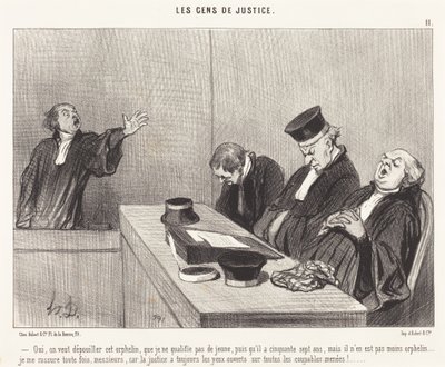 Yes, they want to rob this orphan... by Honoré Daumier