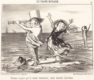 Parisians Surprised by the Tide... by Honoré Daumier