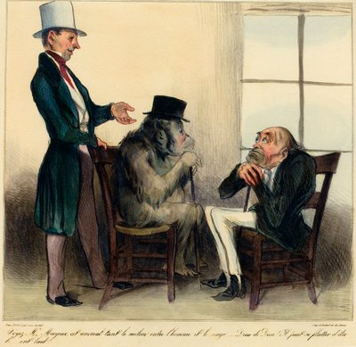 See Mr. Mayeux, This Animal Holds the Middle Ground Between Man and Monkey - Cartoon by Honore Daumier from Charivari by Honoré Daumier