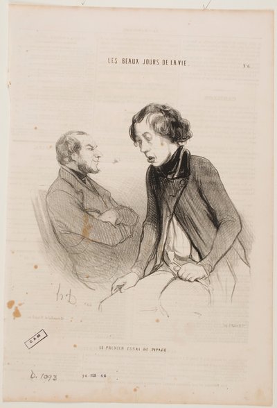 The First Attempt at Smoking a Pipe by Honoré Daumier
