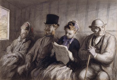 The First Class Carriage by Honoré Daumier